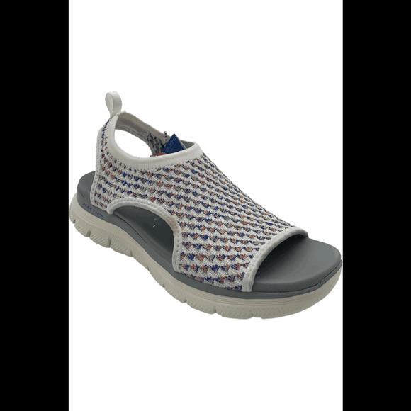 Skechers Vegan Washable Slingback Sandals Flex Appeal 4.0 White/Multi - Medium - Picture 1 of 3